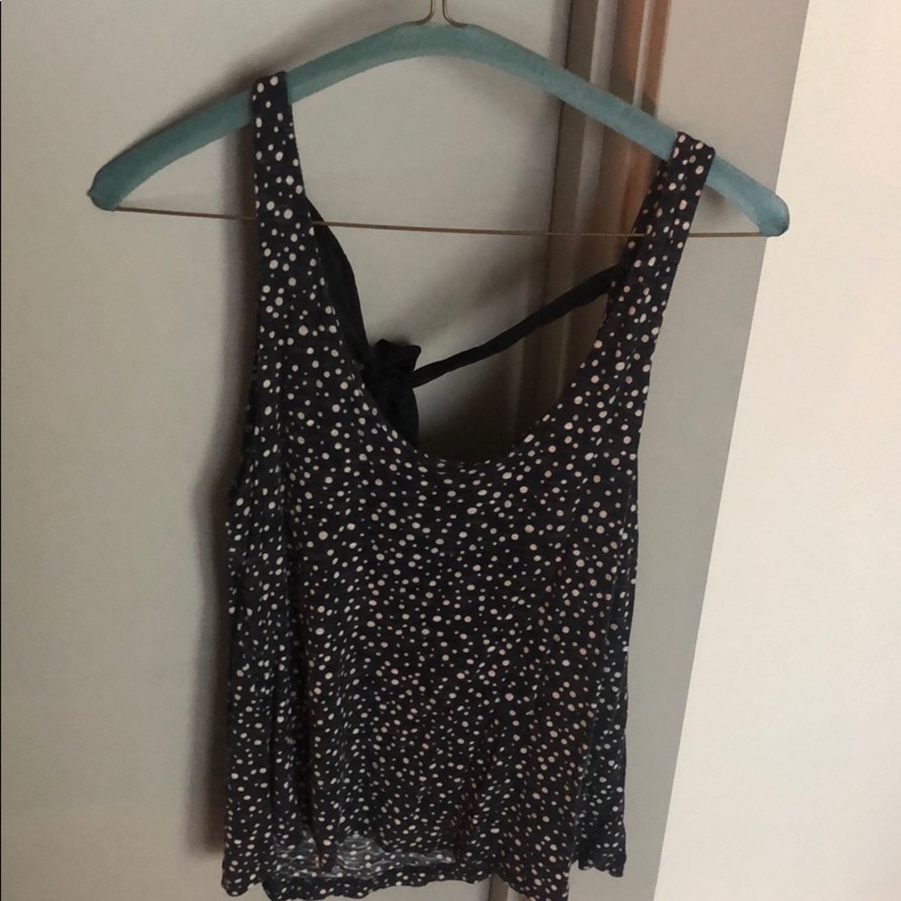 Black and white polka dot tie back tank